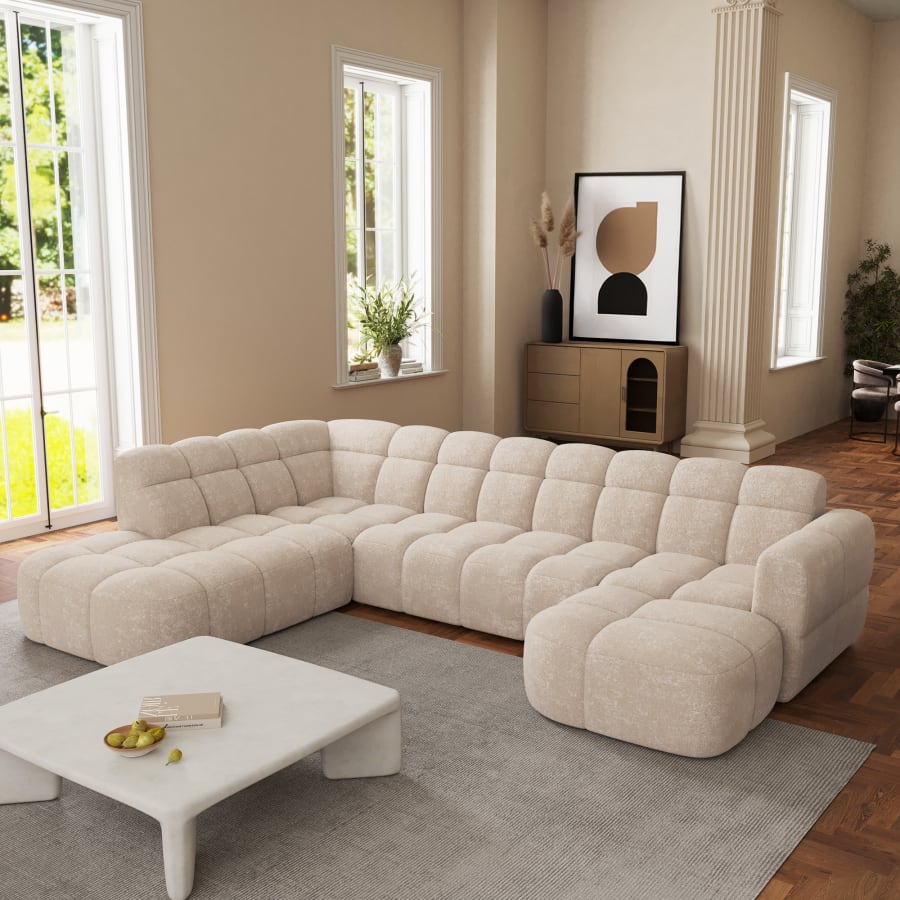 Canapé panoramique tissu beige - Angle droit